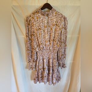 MLE KC Purple Metallic Floral Mini Dress size Medium